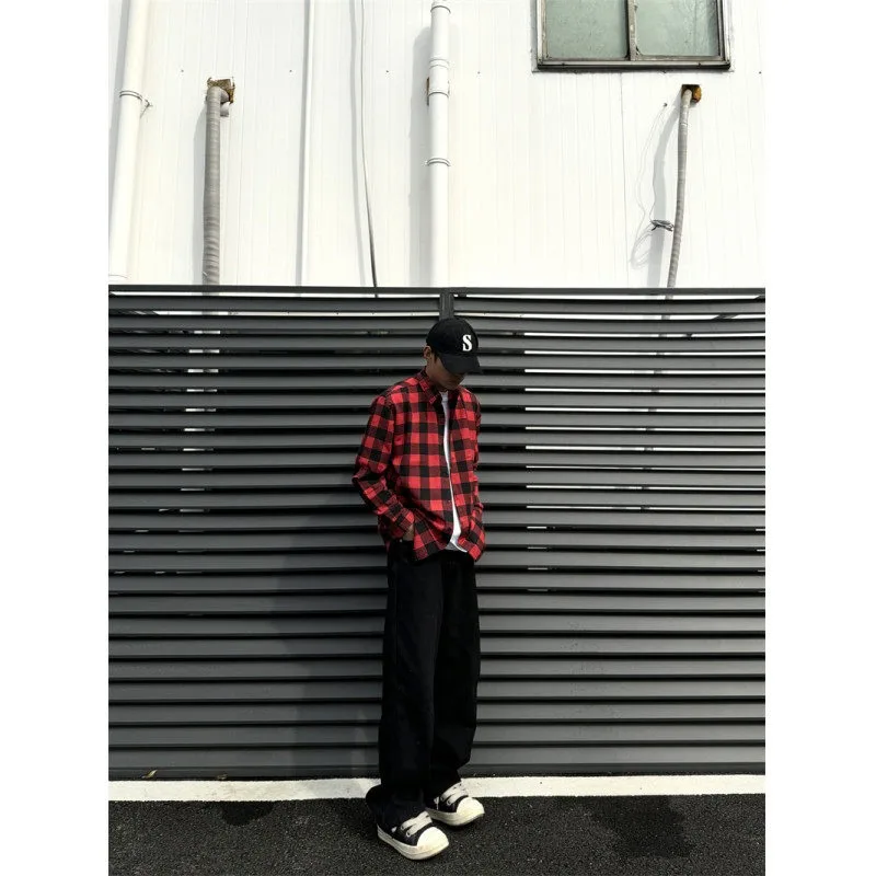 Estate di grandi dimensioni plaid irt uomo vintage casual lungo Sve Haome capispalla poliestere non stirabile tendenza primaverile