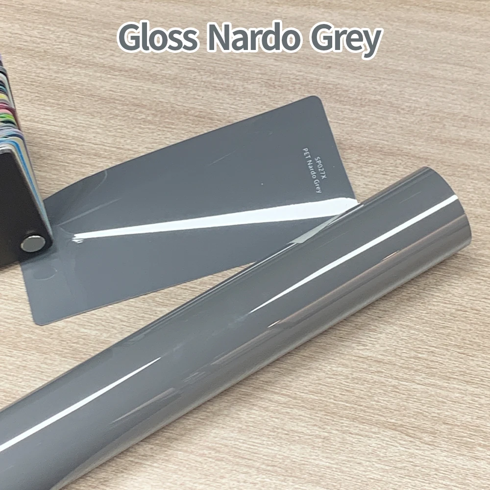 30/50cm*1.52m Premium Gloss Nardo Grey Vinyl Wrap Roll Bubble Free Air Release Self Adhesive Motorbike Car Wrapping Decals