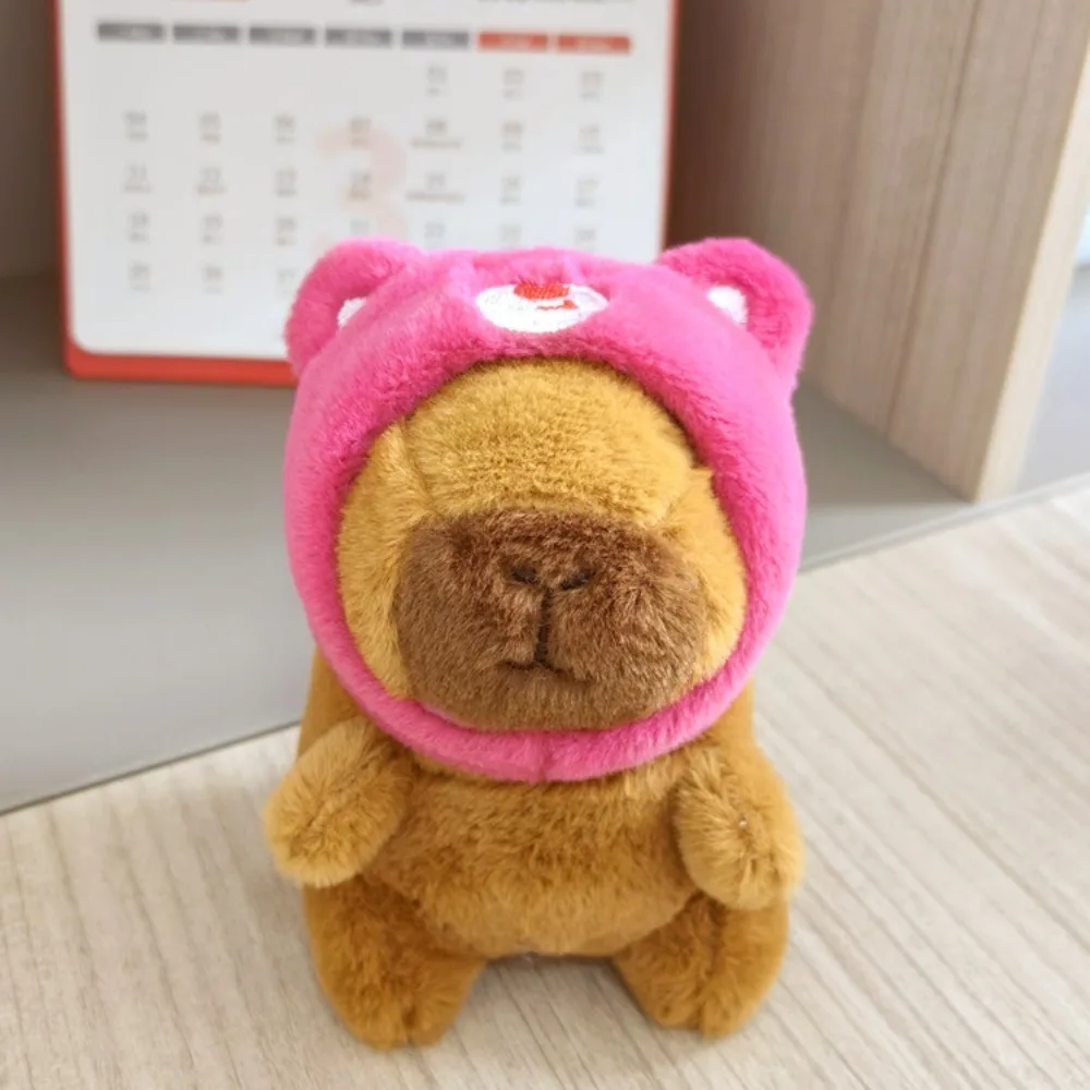 Cartoon Capybara Plush Capybara Keychain Guinea Pig Soft Fluffty Animal Doll Stuffed Animals Headgear Capybara Doll