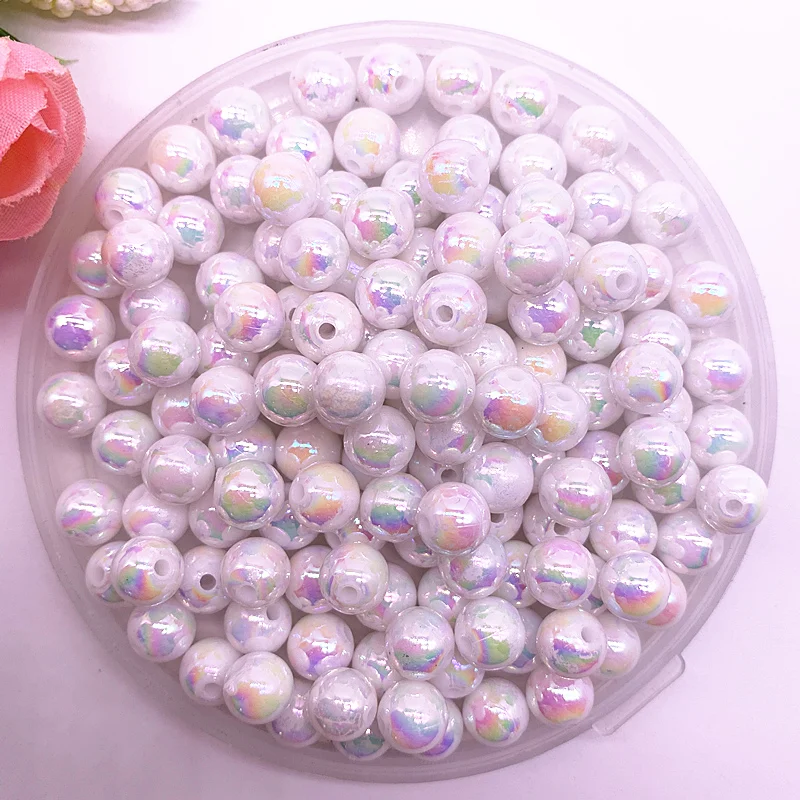 NEW 4-14mm AB Color Round Acrylic Beads Loose Spacer Beads For Jewelry Making DIY Bracelet Accessories