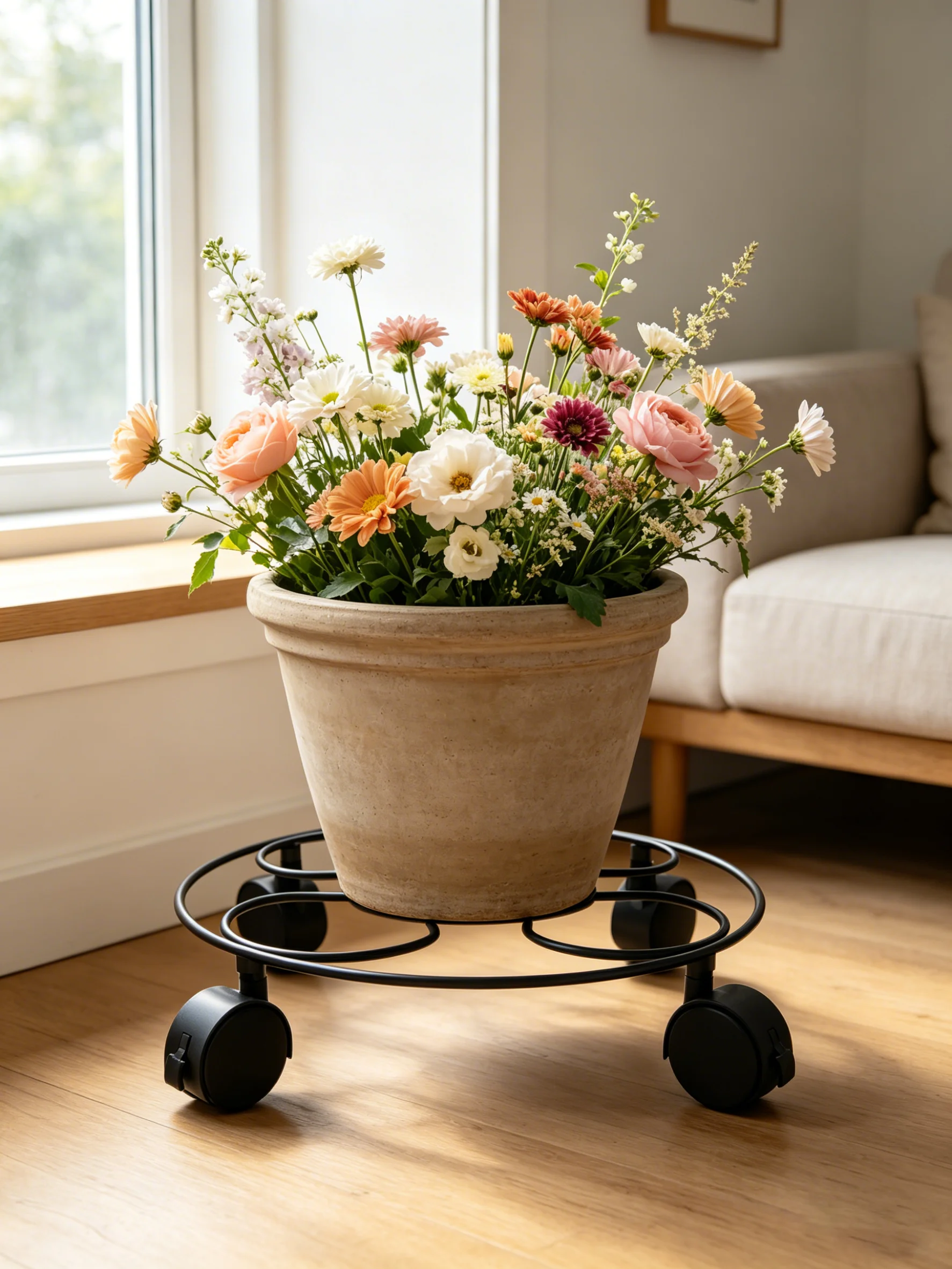 Four-Leaf Clover-Shaped Flower Stand, 27cm, Made of Iron, Can Rotate 360 Degrees, Supports up to 60kg