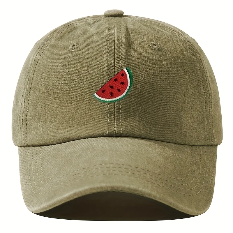Four season baseball cap with watermelon print pattern for both men and women, adjustable duckbill cap for outdoor hiking view 3