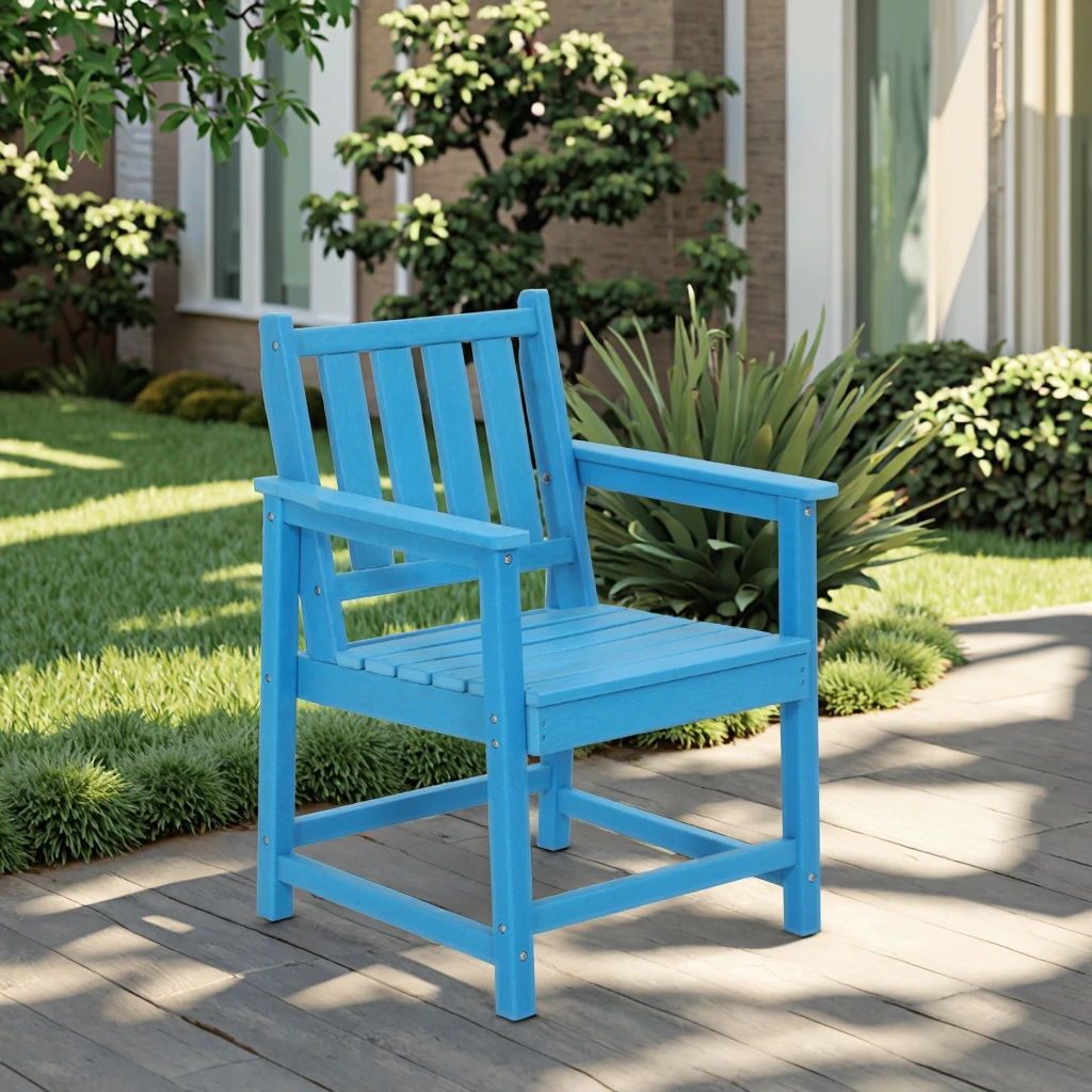 

Free US Shipping HDPE Garden Chair with Wood-like Finish Patio Dining Chair for Outdoor for Bedroom School Park Kitchen Use