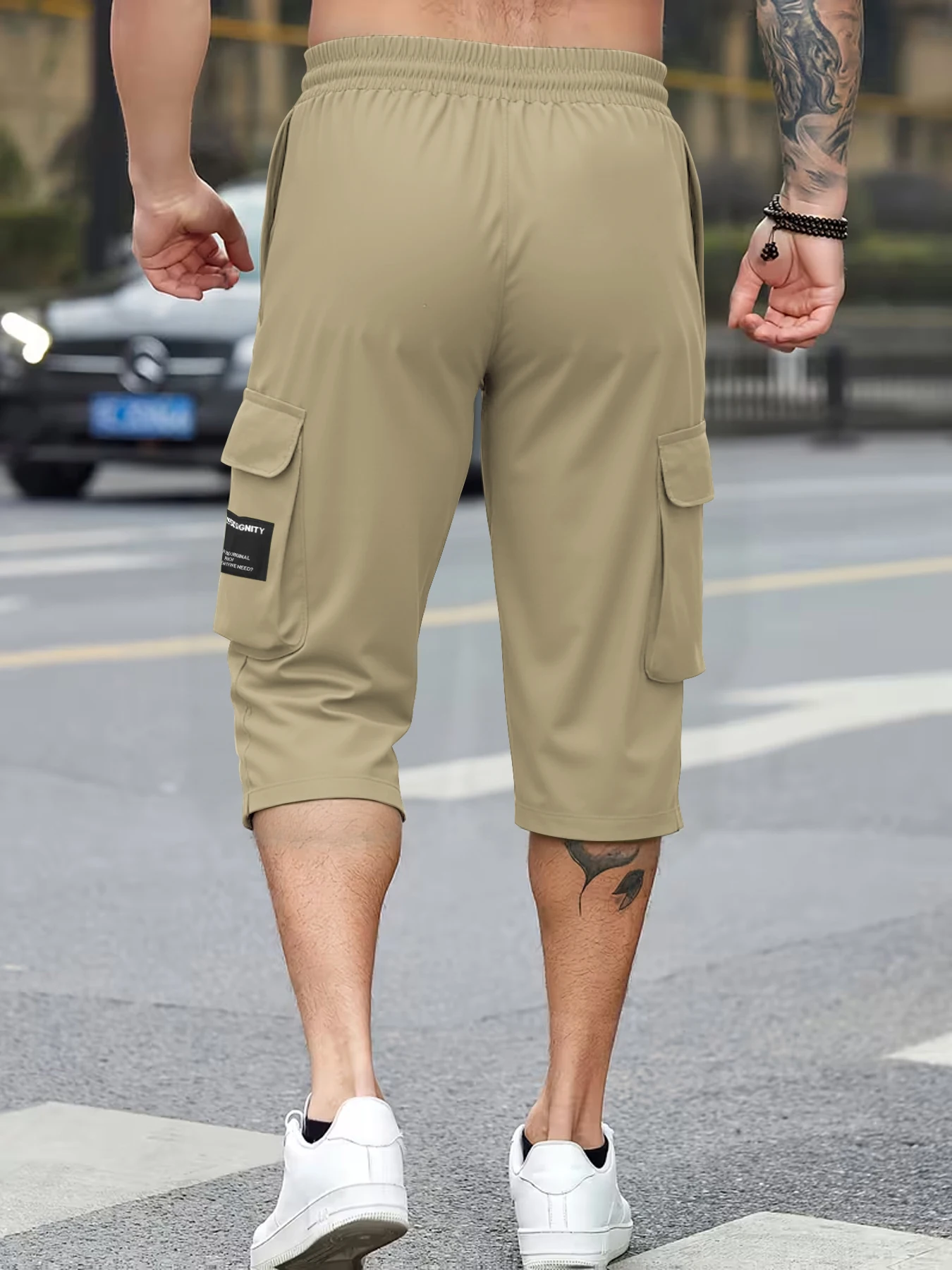 Herren-Shorts, kurze Hosen, lässige Outdoor-Sporthosen, gewebt, elastisch, weich und bequem, einfarbig, einfache Hosen, geeignet für den Außenbereich. – Detail 12