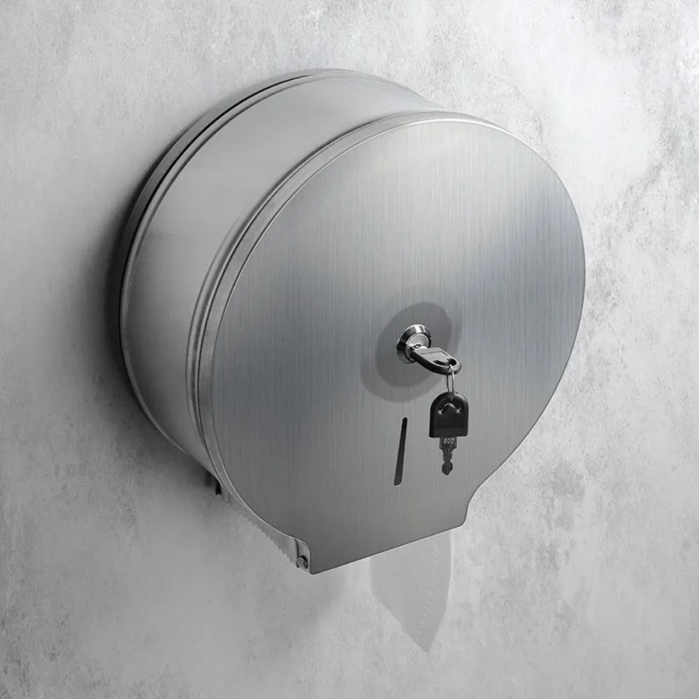 Stainless Steel Toilet Paper Roll Box with Key Wall Mount Paper Towel Dispenser Waterproof Serrated Paper Outlet
