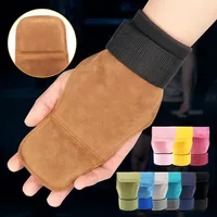 2Pcs Cowhide Gym Gloves Grips Anti-Skid Weight Power Belt Lifting Pads Deadlift Workout Fitness Palm Protection Training Guards