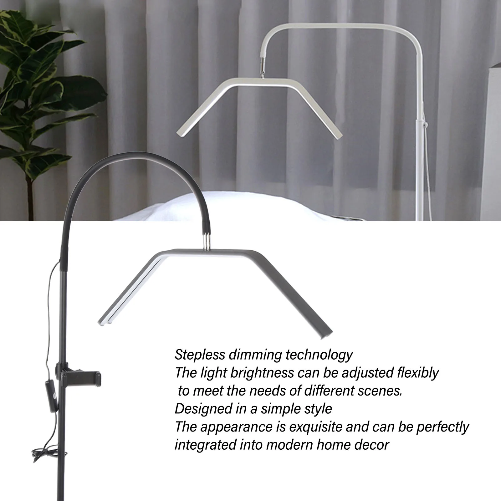 

Floor Beauty Lamp Acrylic Stepless Dimming LED Half Moon Lamp for Eyelash Skincare Eyebrow