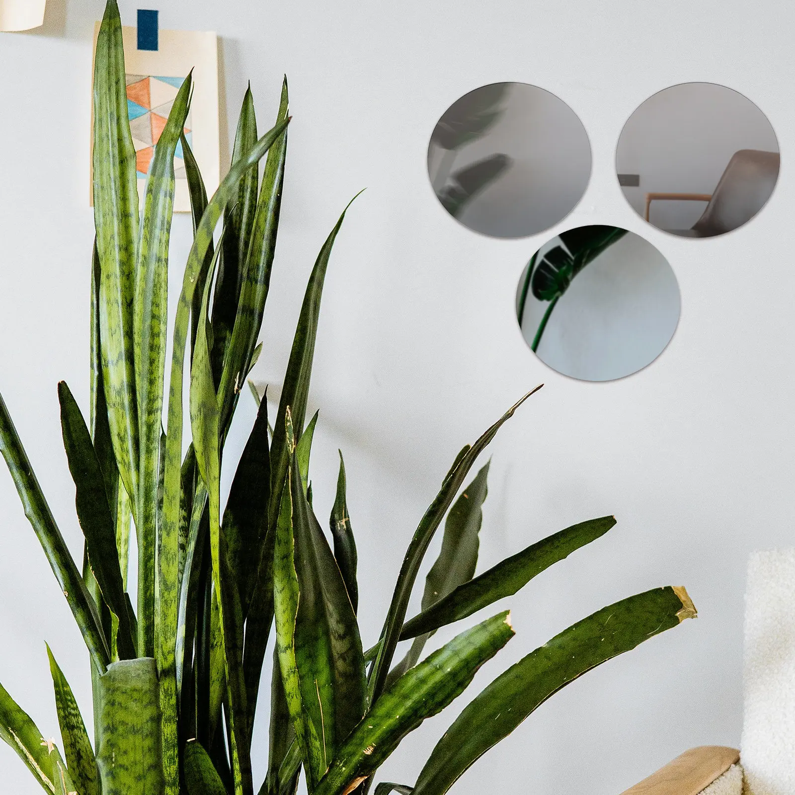 20Pcs Acrylic Stick Mirrors For Mirror Wall Decor New Year Decor Self Small Round 8CM Mini Circle Tiles Decoration