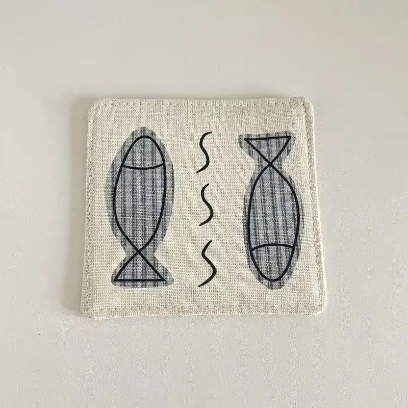Retro Fabric Coasters with Birds Moon Simple INS Korean Desktop Decoration Heat-Resistant Patchwork Embroidered Coasters Gift