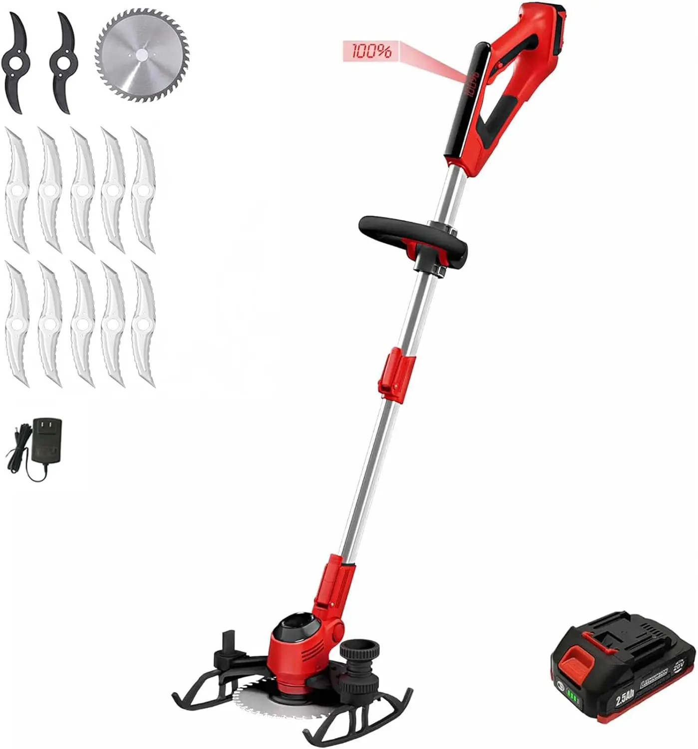 

Brushless Weed Wacker & Edger & Lawn Mower Cordless, with 2.5Ah Battery, 3-in-1 Battery Powered Brush Cutter, Charger Included (