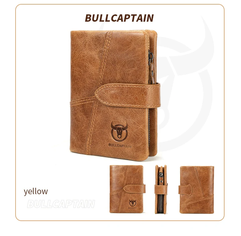 BULLCAPTAIN Echtleder Herren-Geldbörse RFID-Blockierung Vintage Bifold Kurze Geldbörse Rindsleder Kreditkartenhalter mit Münzfach – Detail 17