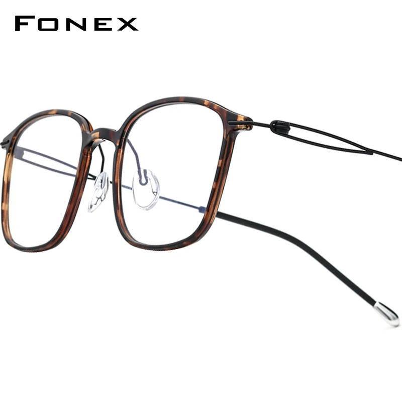 FONEX Alloy Glasses Frame Men Brand Design Square Eyeglasses Women Austria Korea Screwless Ultralight-Weight Morten Eyewear 1016