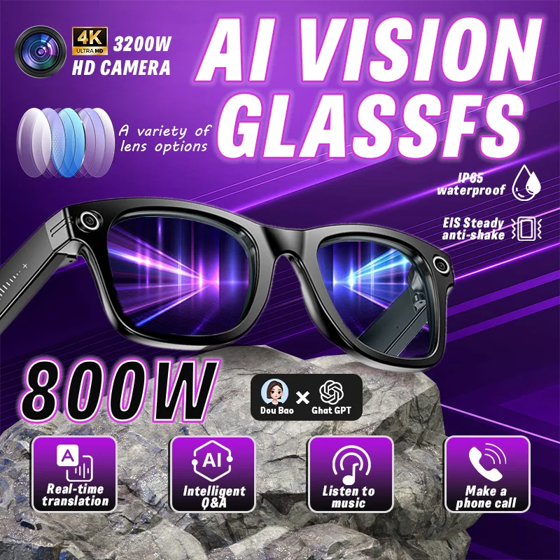 

Умные аудиоочки с ИИ: двойное шумоподавление, голосовое управление, перевод в реальном времени, 3D-аудио, запись фото/видео, умные солнцезащитные очки