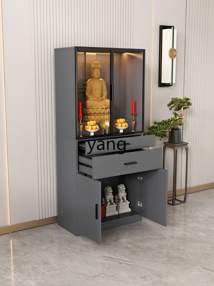 Yjq Buddha Niche Altar Modern Minimalist Buddha Cabinet with Glass Door God of Wealth Fragrance Desk Clothes Closet