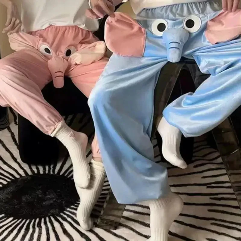 DY20 漫画象パジャマパンツ、女性と男性用、ワイドレッグ、ウエストゴム、ミッドライズラウンジパンツ、Clothing25