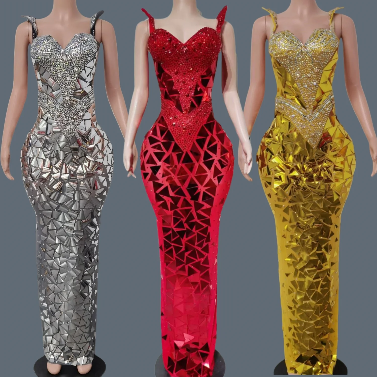 

Sparkly Sequins Crystals Tight Fitting Formal Gown Ball Evening Dress for Women Birthday Party Luxury Glamorous Outfit Jingpian