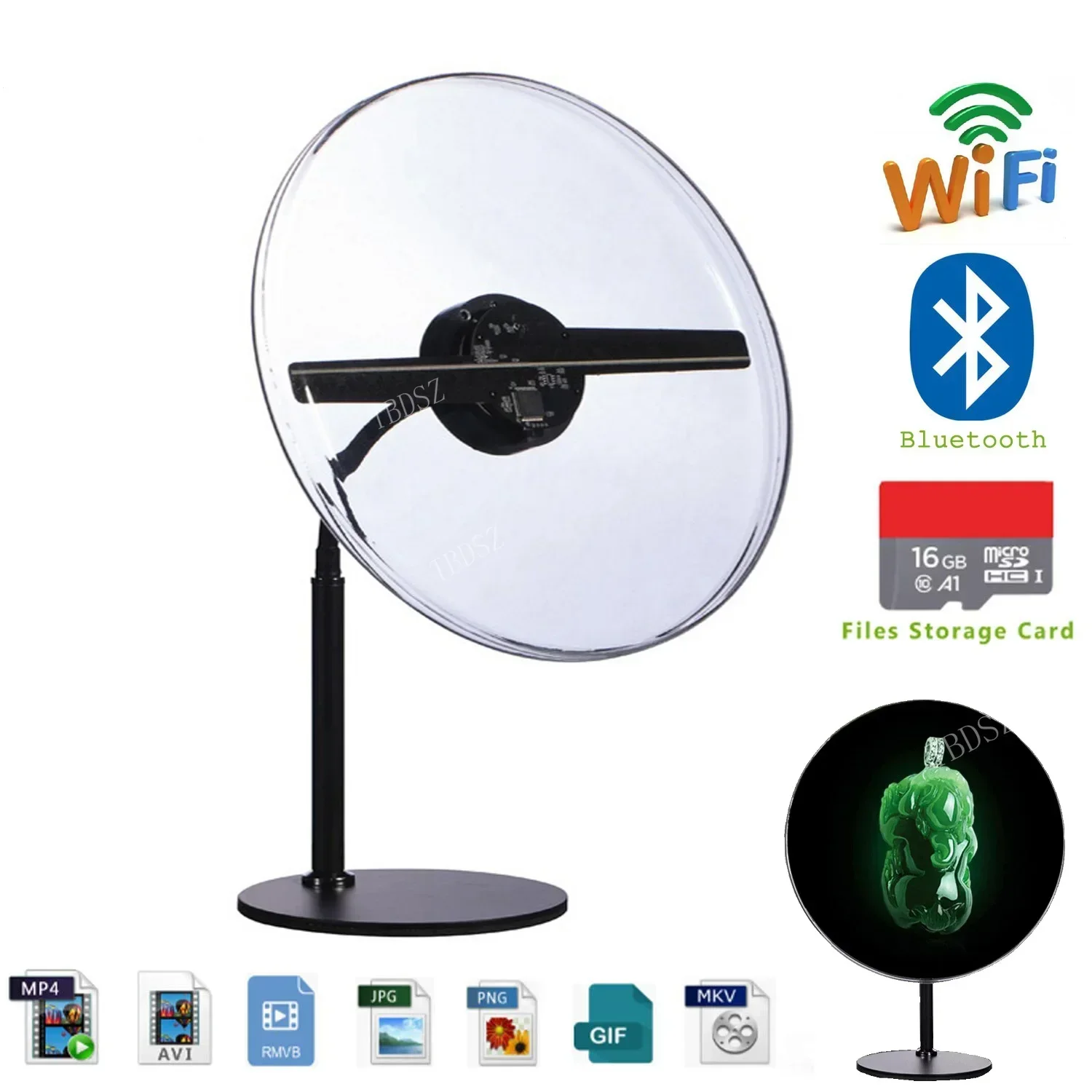 30cm 3D Hologram Advertising Fan for Live Video Conference Bar Restaurant Store - WiFi Enabled Interactive Display Fan