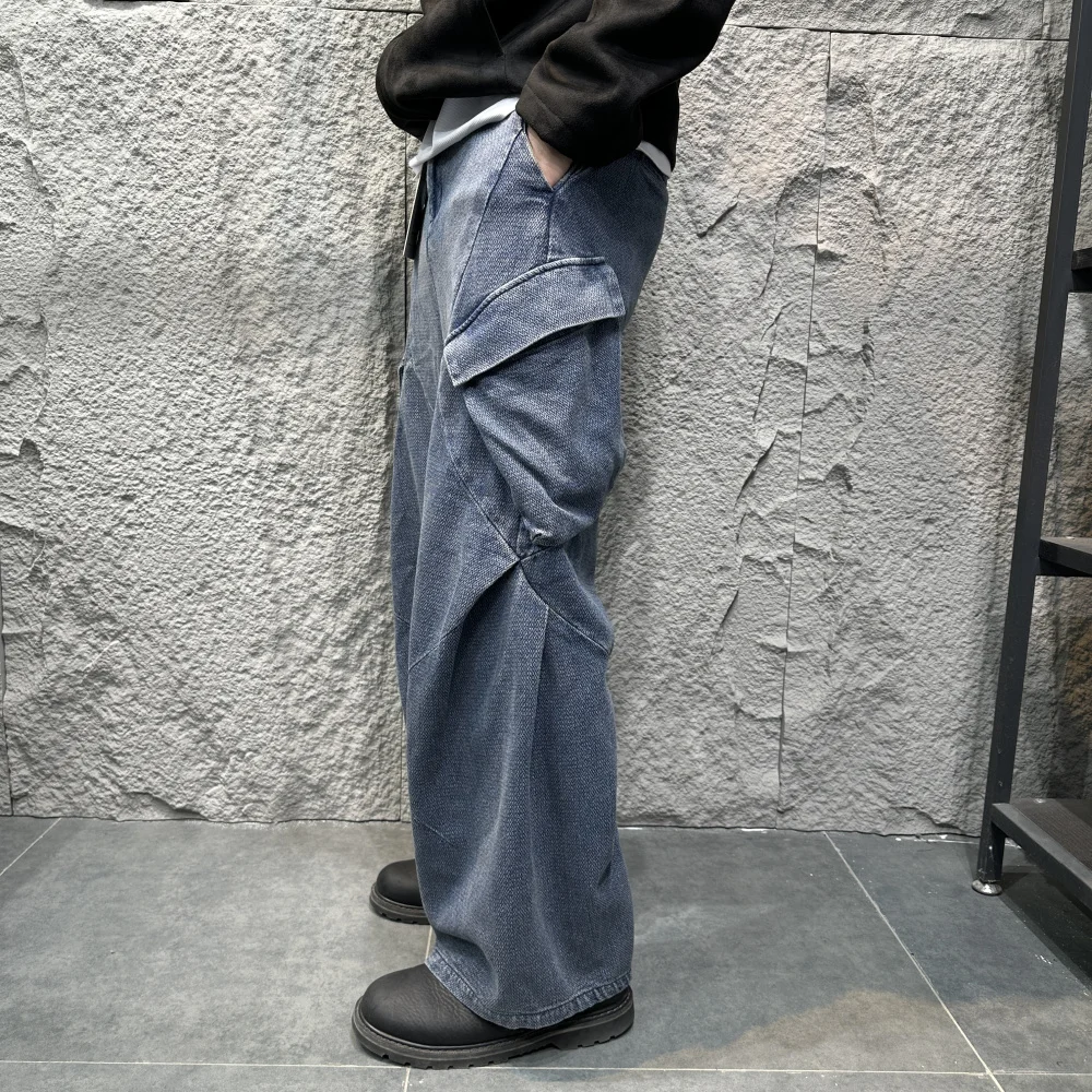 

Мужские джинсы-карго Heavyweight Retro 3D: свободный крой, широкие штанины, американский стиль, повседневные брюки