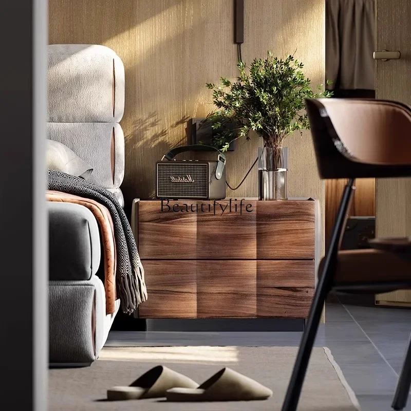 

LJYItalian minimalist bedside table solid wood light luxury high sense