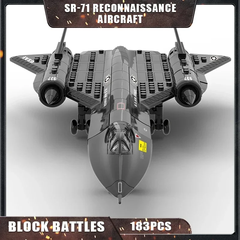 183pcs Creative Military SR-71 Spy Plane  Building Blocks Sets MOC Kit Assembly Bricks STEM Learning Toys for birthdays Toys
