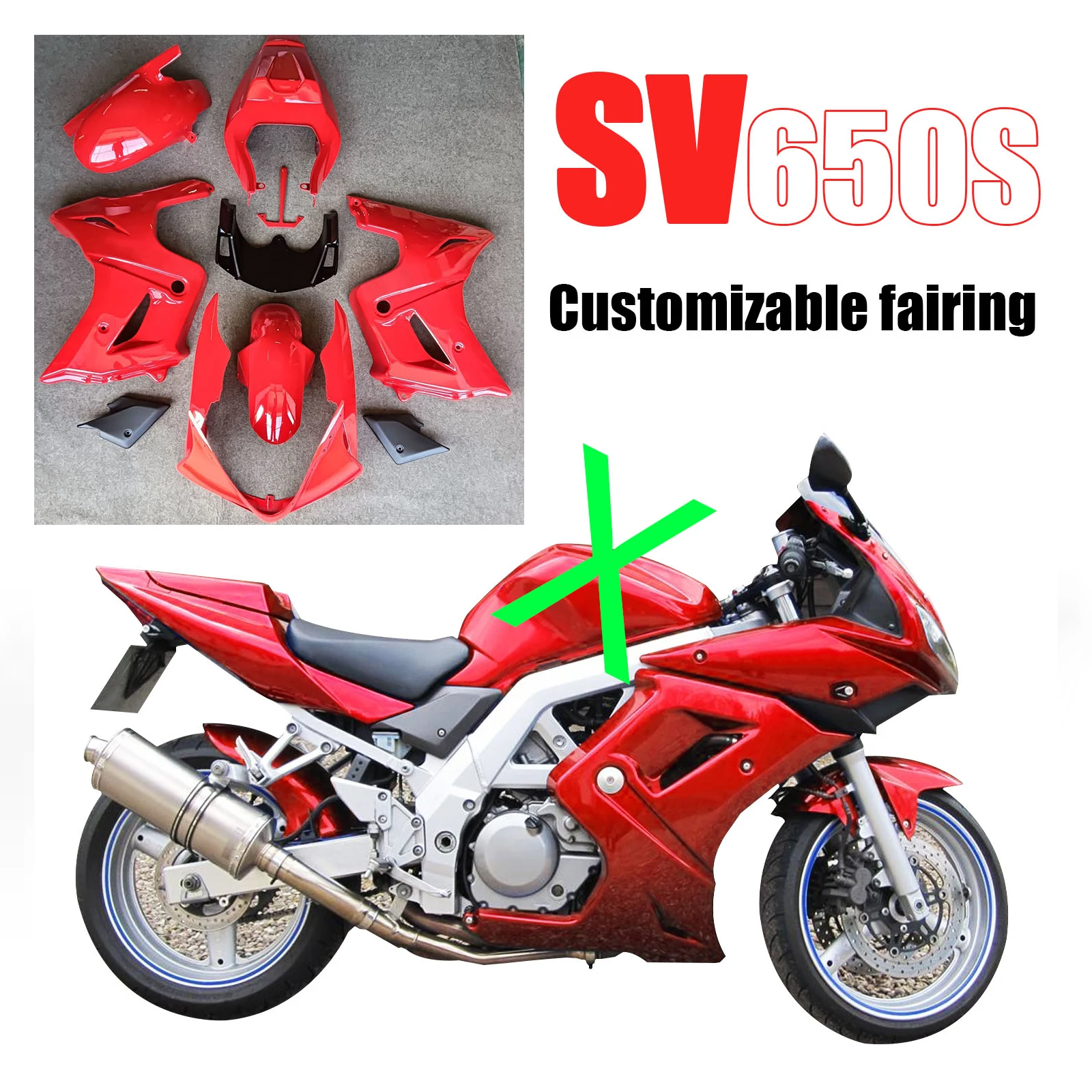 Full Fairing Kit Plastic Accessories Fit for Suzuki SV650S SV650 Bodywork Body Panel Set 2003 - 2011 SV 650 S 2004 2005 2006 07