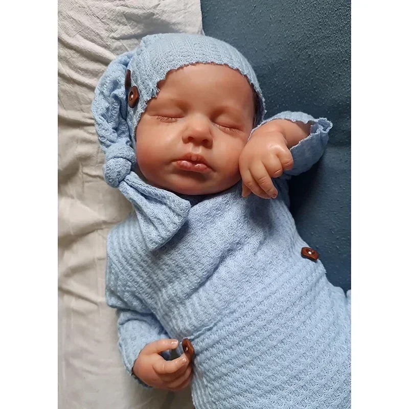 Muñeca Reborn de 49cm Loulou, bebé durmiendo para recién nacido, piel 3D con venas visibles, Muñeca suave Reborn Bebe Juguetes, Fotos reales