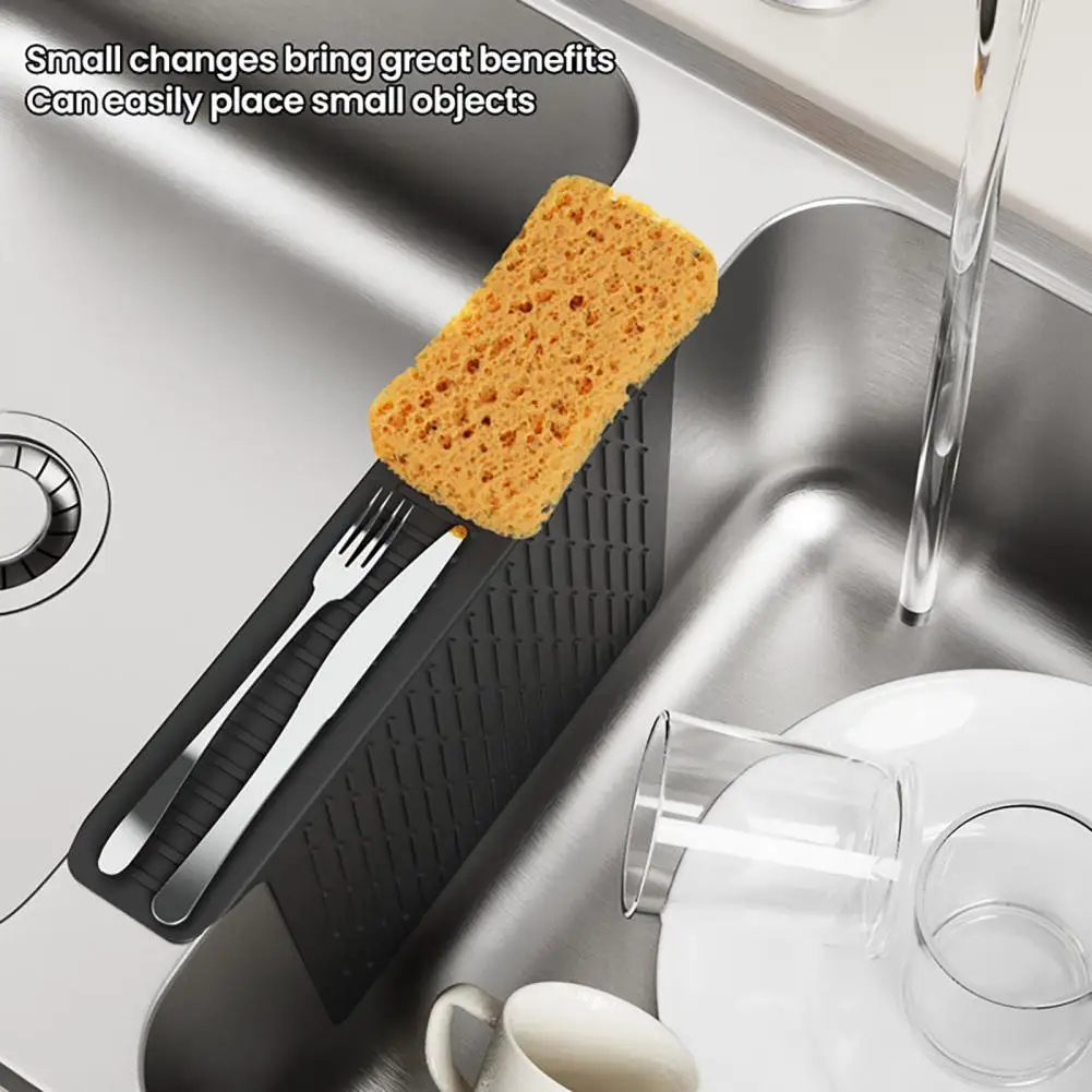 Soft Silicone Sink Mat Silicone Sink Saddle Mat Protector Flexible Non-slip Kitchen Divider Odorless Dishwasher Safe Bathroom