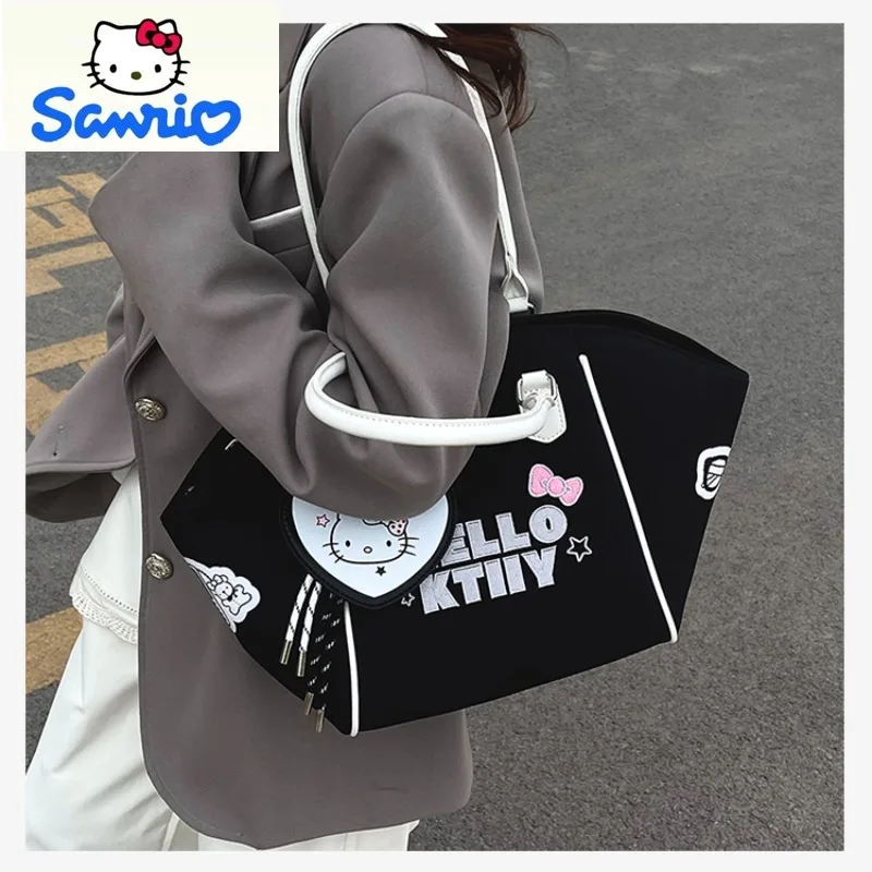 

Sanrio Fashion High Quality Handbag Women's Cartoon Hello Kitty Large Capacity Versatile Casual One Shoulder Tote Bag