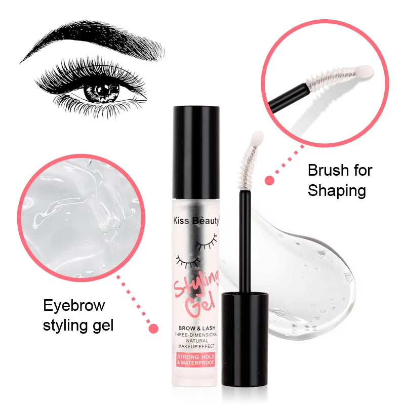3D Eyebrow & Lash Styling Gel, Transparent, Long-Lasting, Natural Finish, Strong Hold, Waterproof With Shaping Brush(3pcs)