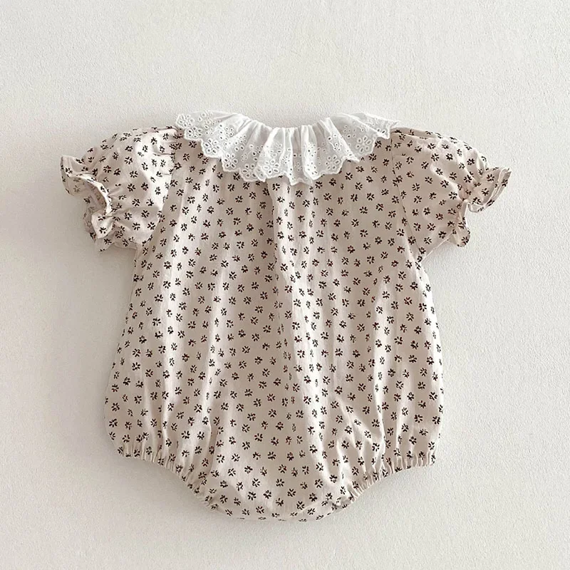 2025 New Summer Infant Baby Girls Bodysuits Short Sleeved Cotton Print Toddler Baby Girls Jumpsuit 0-24M Children Clothes 3