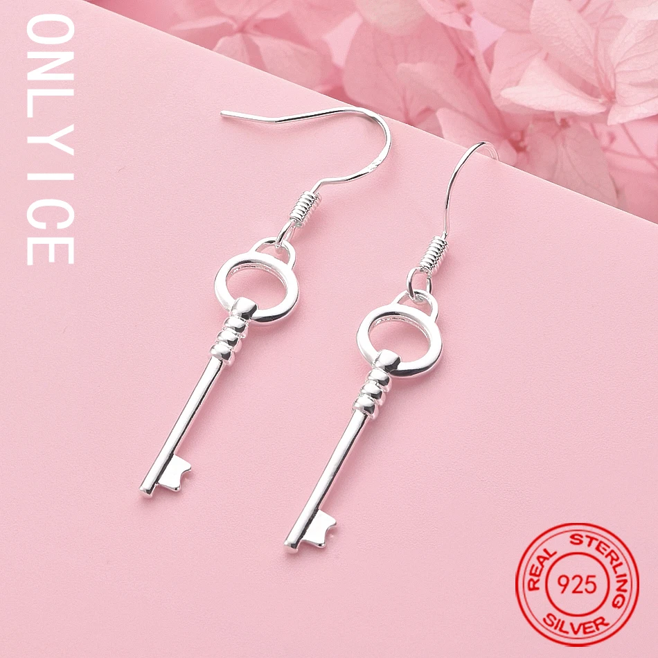 

Hot 925 Sterling Silver Key Earrings Drop Earrings For Women Charm Trend Birthday Gifts Fashion Party Fine Jewelry