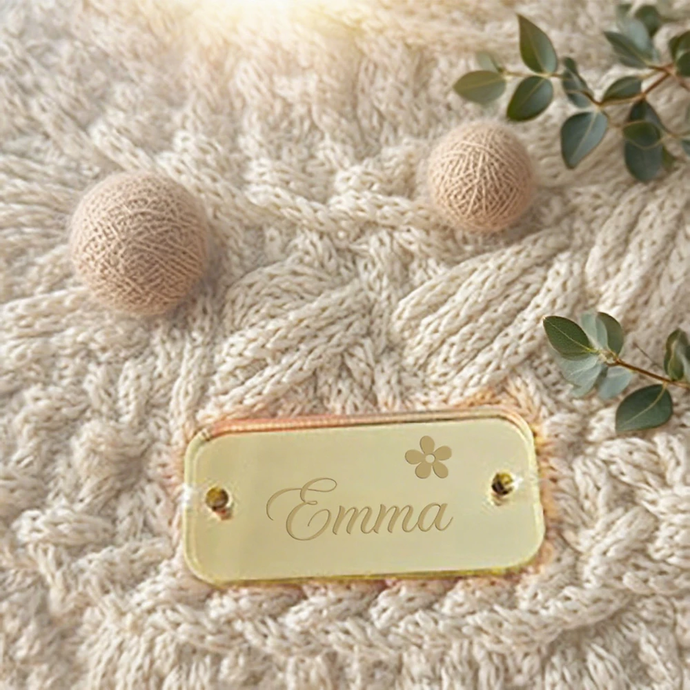 10pcs personalized laser engraved acrylic labels,custom rectangular clothing labels,knitwear acrylic labels,DIY wooden crafts