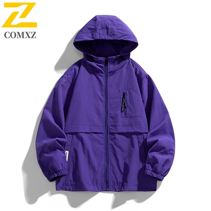 سترة خريفية مقاومة للماء بغطاء للرأس مقاومة للرياح سترة واقية خارجية للمشي لمسافات طويلة ملابس العمل على طراز الشارع الحضري خفيفة الوزن