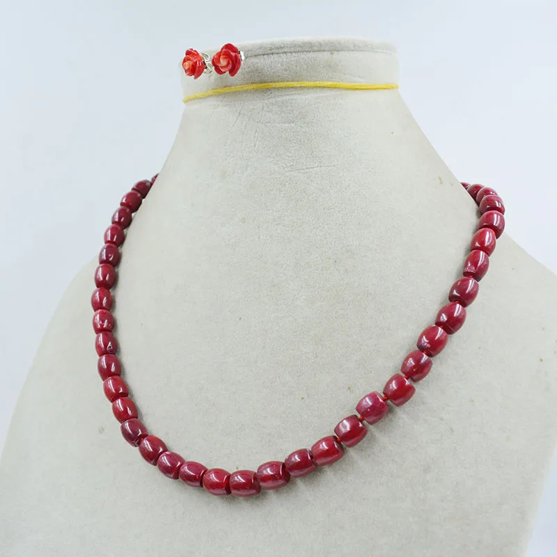 Seiko Crafted. 8mm High Quality Natural Red Coral Necklace/Earrings 18”