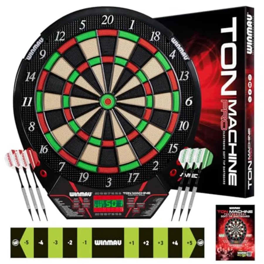 

Electronic dart board for adults, nylon bristle, black with red accents, 90+ games and digital scoreboard for 8 players
