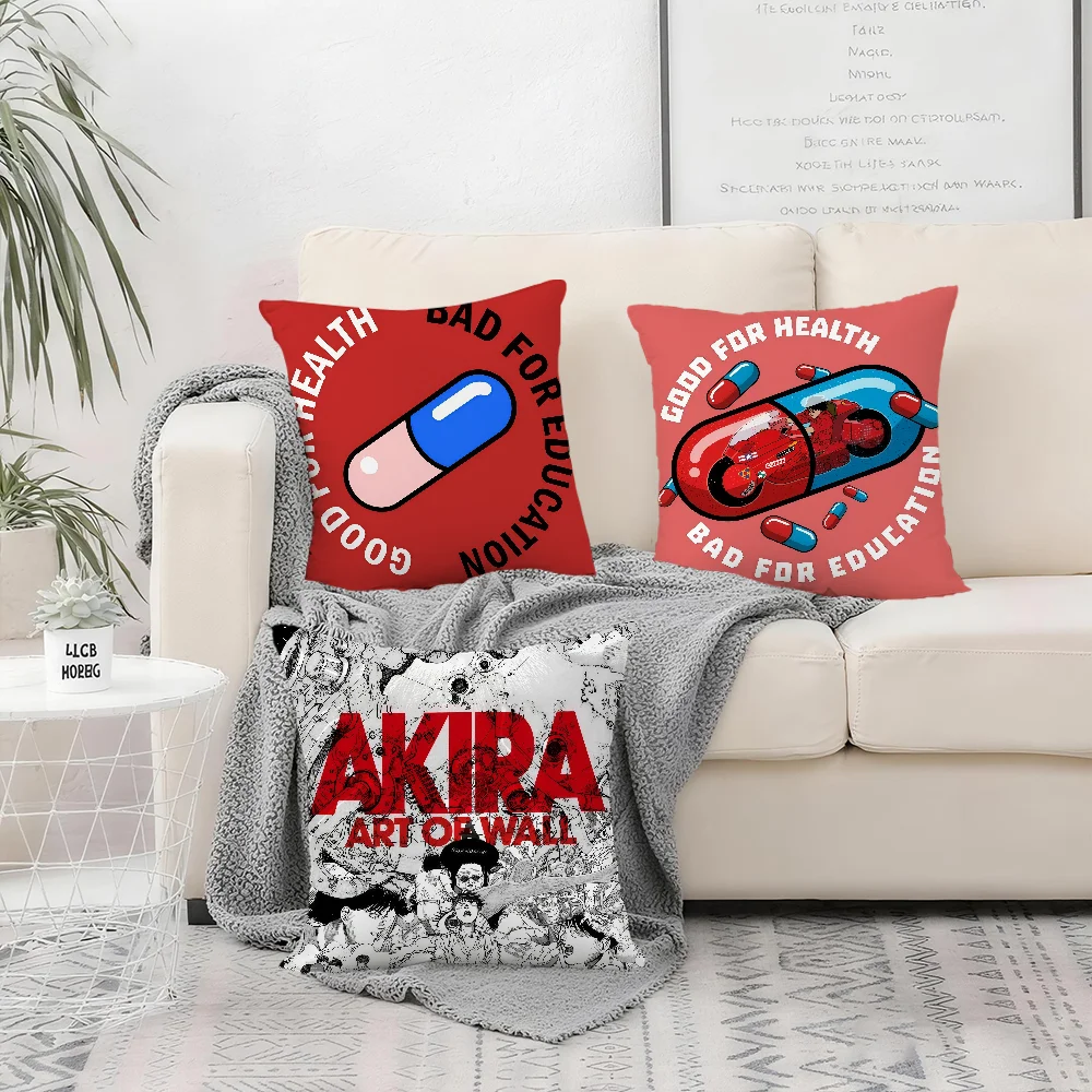 A-Akira-A Cute Anime Cushion Cover Bedroom Sofa Decorative Home Car Portable Cushion Cover with Zipper Soft Pillowcase