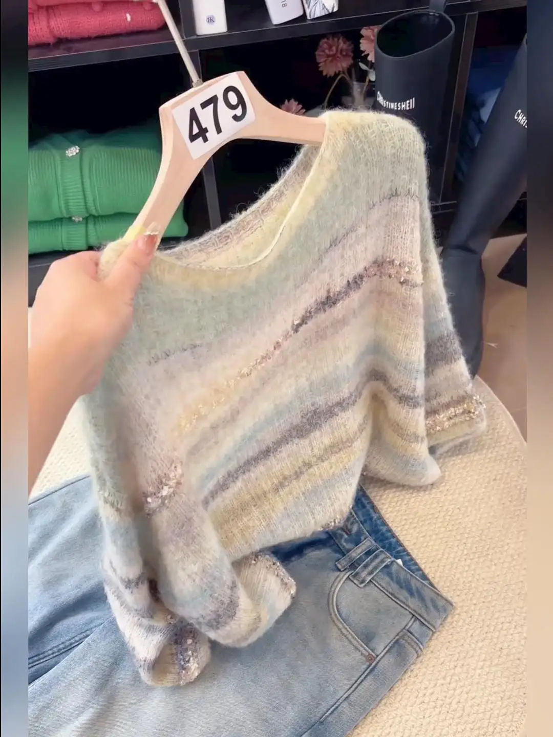 Soft Long Sve Women's Knitted Sweater Spring Autumn New Loose Lazy Sle Rainbow adient Comfortable Warm Faionable