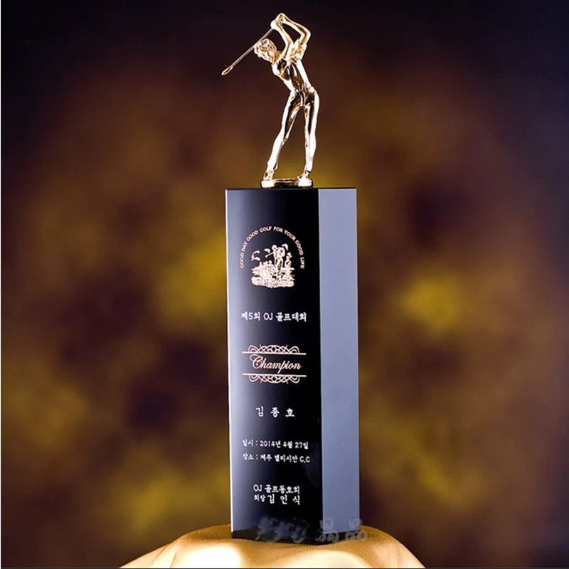 Crystal Metal Golf Trophy One Hole in One Award Free Customization Golf Competition Prize Golf Club Reward