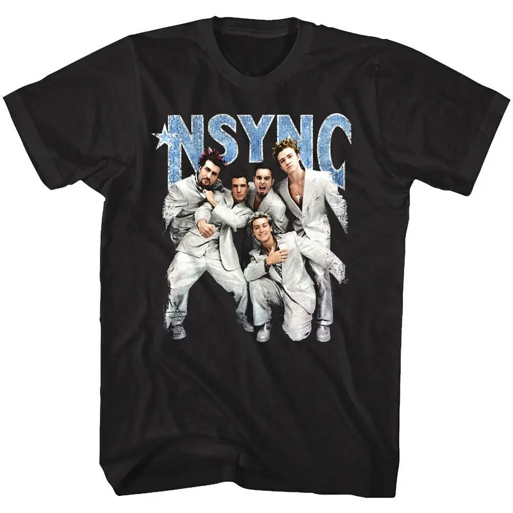 NSYNC T Shirt Silver Suits Boy Band Men's