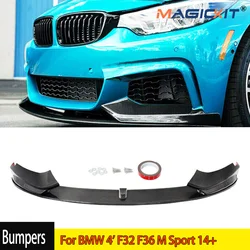 MagicKit Carbon Fiber Style Front Bumper Spoiler Splitter For BMW 4' F32 F36 M Sport 14+