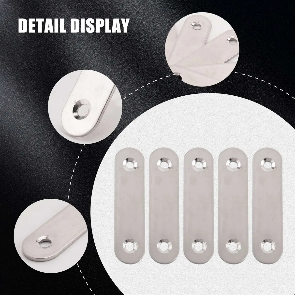 MALL 60mm x 16mm Straight Repair Joining Mending Flat Plate Bracket 5pcs