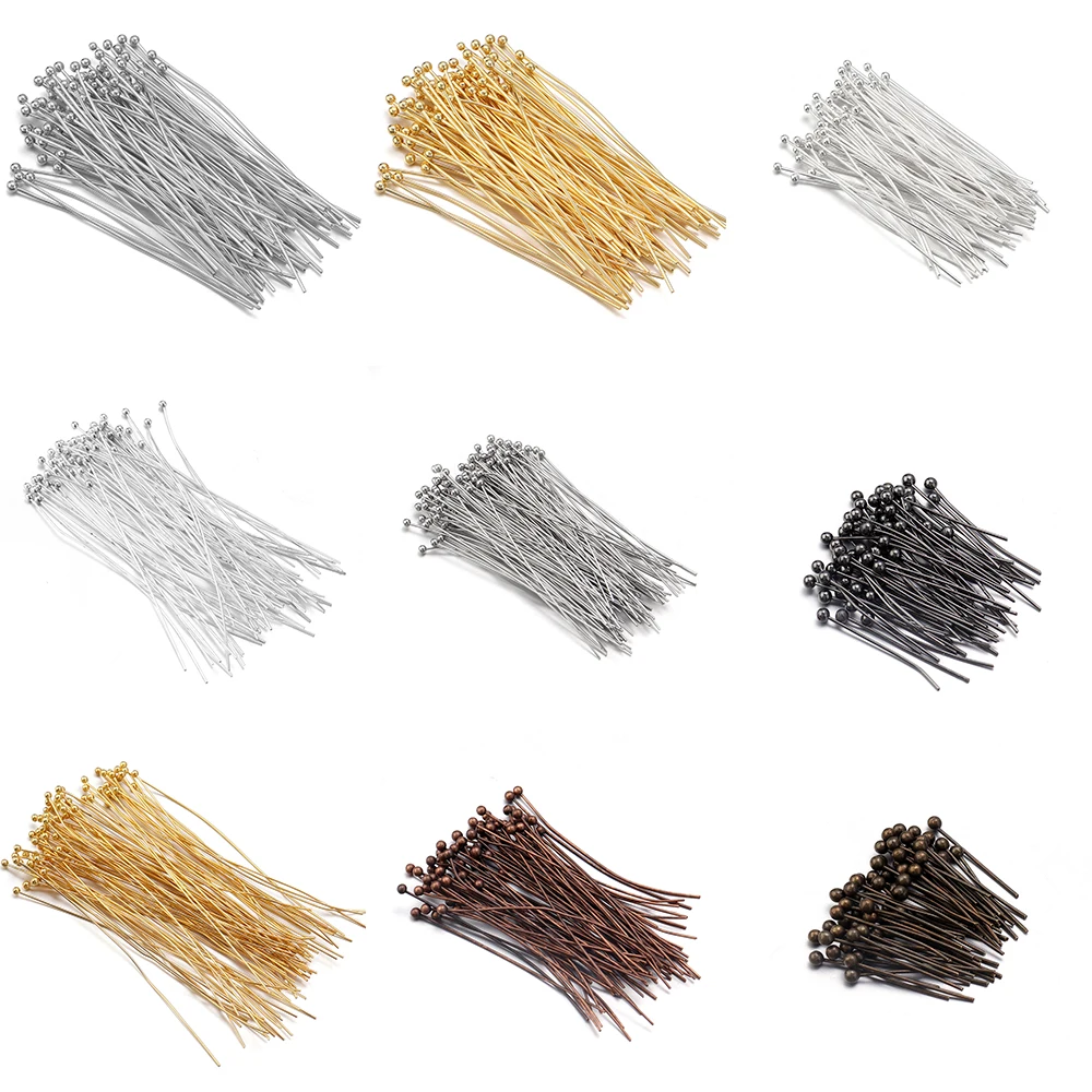 100/200PCS Brass Ball Head Pins Gold Plated Ball Head Pins for Jewelry Making Beading Pins Findings DIY Make Jewelry Accessories