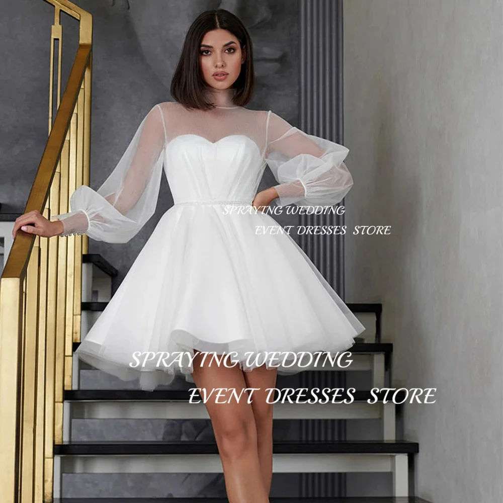 Robe de soirée SPRAYING en Organza, robes de bal courtes, manches bouffantes, pour femmes, robes de bal, robe de demoiselle d'honneur personnalisée, 2025