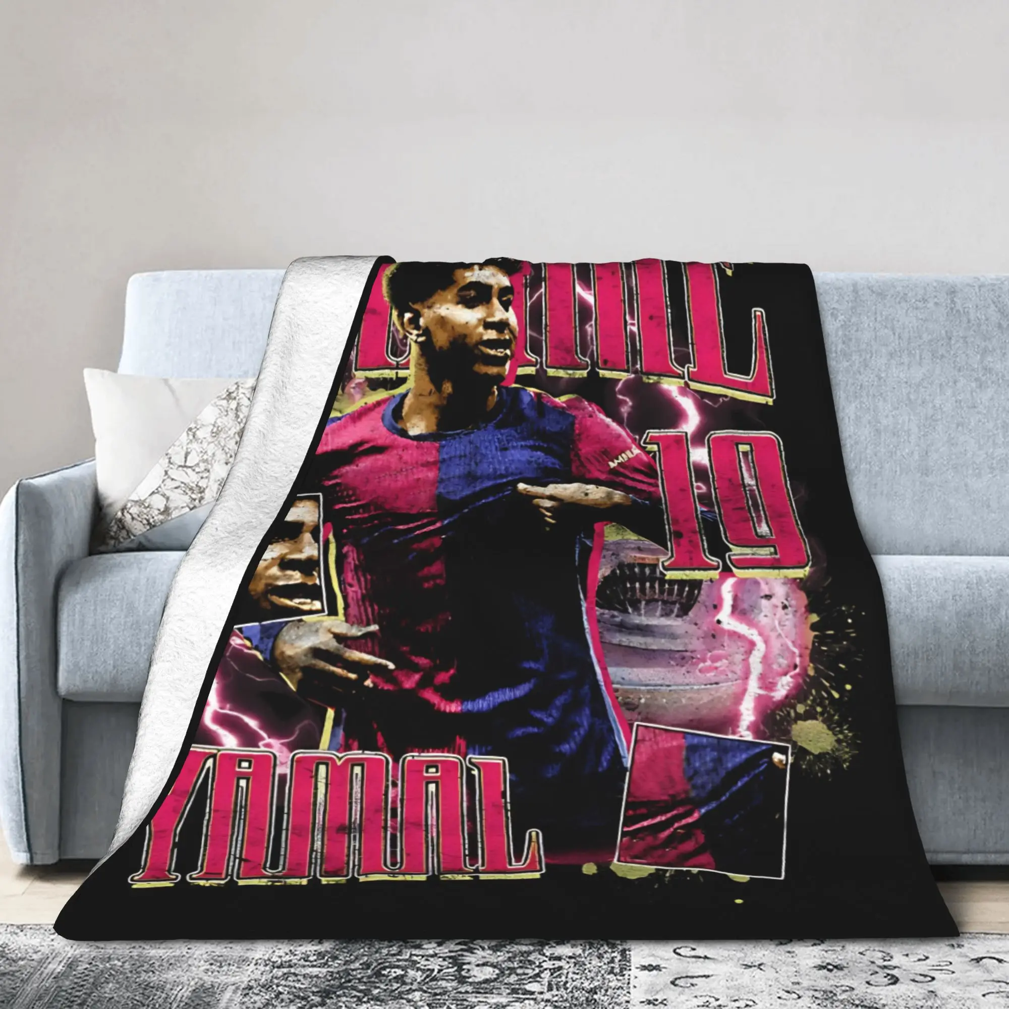 Lamine Y-Yamal Blanket Cover Flannel Number 10 Football Lightweight Thin Throw Blanket for Car Sofa Couch Bed Rug