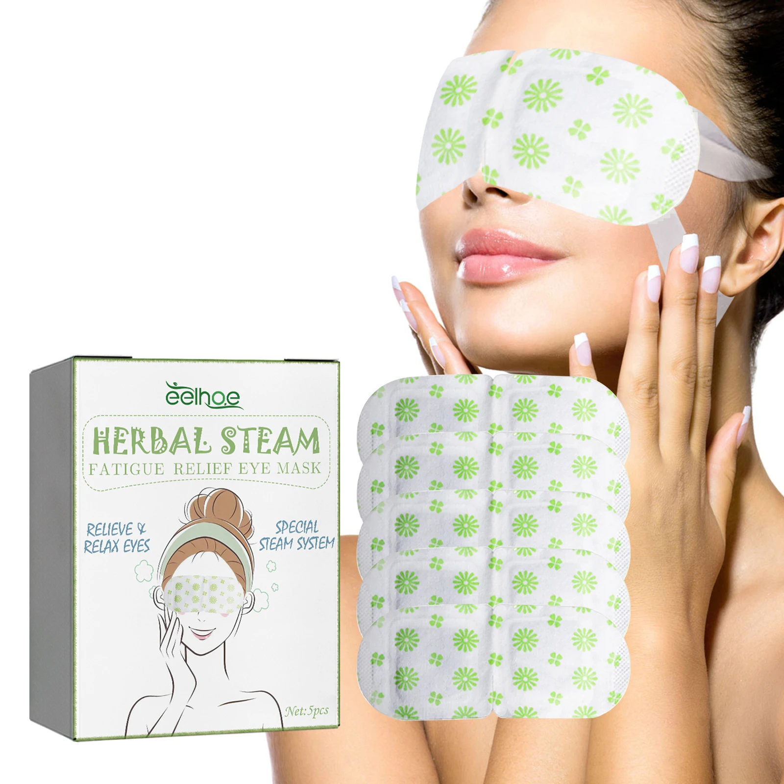 5Pcs/Pack Steam Eyes Mask Heated Herbal Eyes Mask Self Heating Disposable SPA Warm Compress for Sleep Eyes Mask