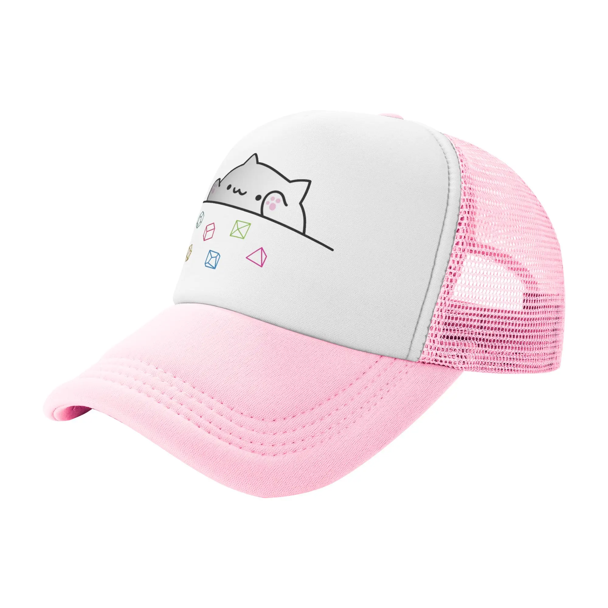 Dice Cat DnD Dungeon and Dragon Meowster Mesh Baseball Cap Unisex Outdoor Sun Hat  Dad Hat Adjustable Summer Trucker Hat