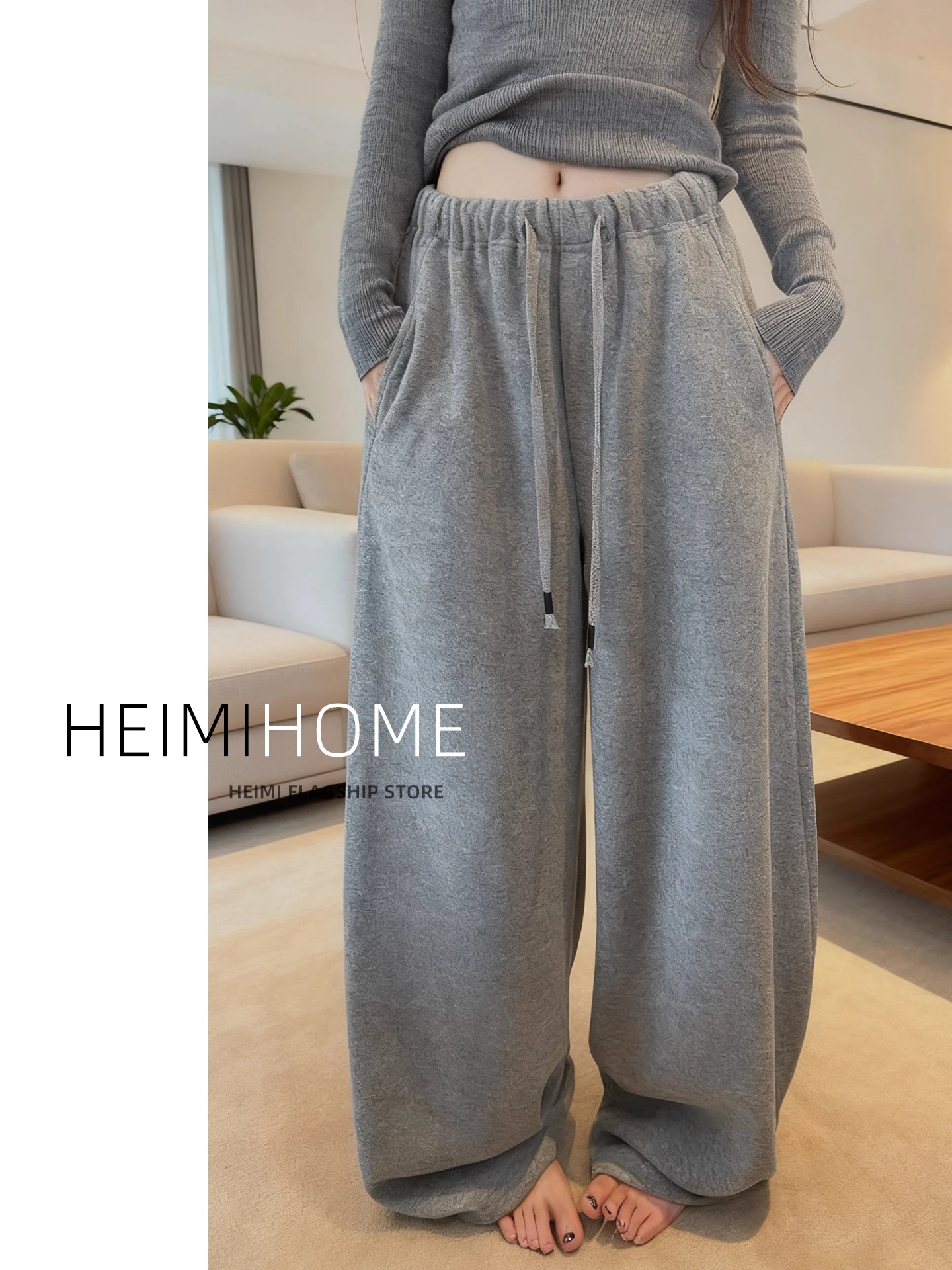 

Женские широкие брюки на флисовой подкладке, осенне-зимние, с высокой талией, на шнурке, спортивные, повседневные, мягкие, из флиса.