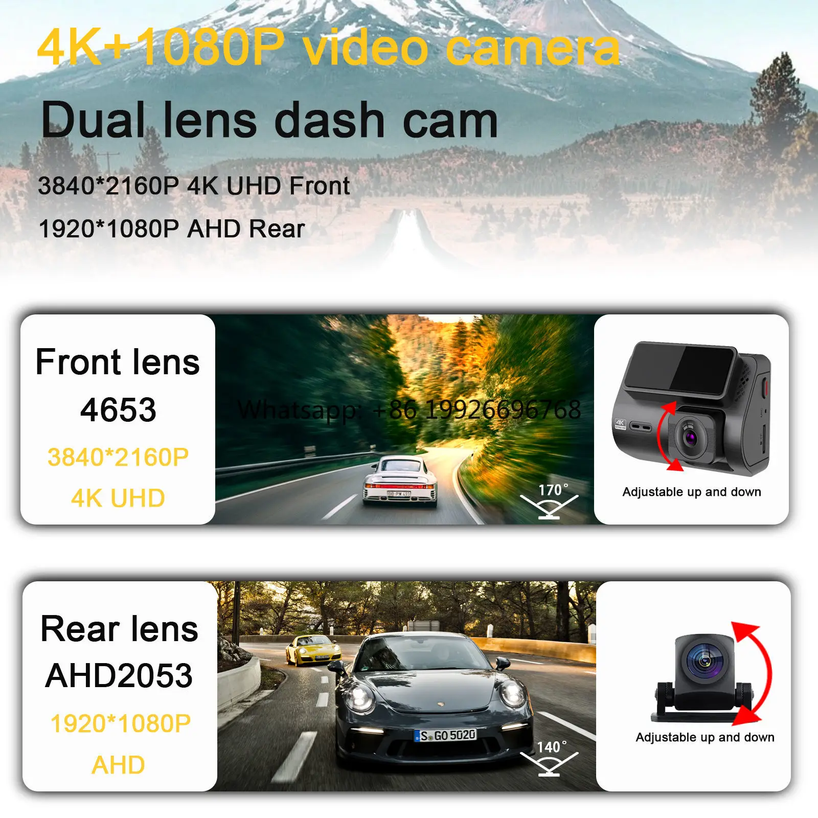 

Мини-видеорегистратор с Wi-Fi Gps 4k + 1080P Автомобильный видеорегистратор 2 камеры 4k Видеорегистратор с двумя объективами Передняя и задняя камера Автомобильный черный ящик manufa