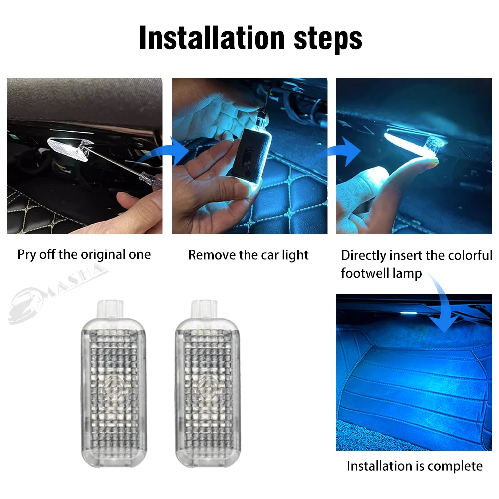 For Audi A1 8X A3 8V 8Y A4 B8 B9 A5 8T A6 C6 C7 C8 A7 A8 D3 D4 D5 Q2 Q3 8U F3 Q5 8R FY Q7 4L 4M Car Footwell Lights Accessories