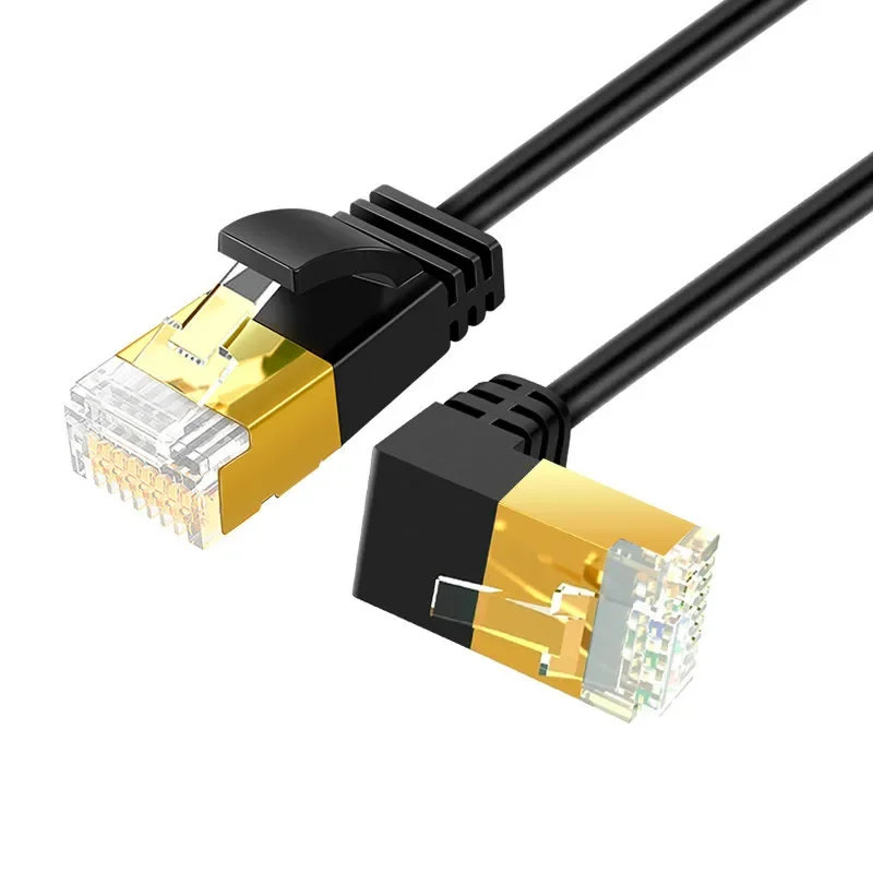 Cat7 Compatible Patch Cord 90 Degree Right Angle 10Gbps Ethernet Cable RJ45 Cat7 Lan Cable UTP RJ45 Network Cable0.5m 1m